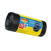 Мешки для мусора 240 л, черные, в рулоне 10 шт., ПНД 40 мкм, 1250х1000 мм, Крепак, 4607075710153 в Смоленске