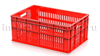 Ящик для молока, мяса, овощей и фруктов большая перфорация дно сплошное красный в Смоленске
