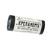 Мешки для мусора 30 л, черные, в рулоне 20 шт., ПНД, 7 мкм, 560х440 мм, Крепаномъ, 4607075710580 в Смоленске