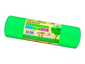 Мешки для мусора 240 л, ароматизированные, биоразлагаемые, зеленые, в рулоне 10 шт., ПВД 40 мкм, 1500х1100 мм, PURE ECOLOGY, bio24010120 в Смоленске