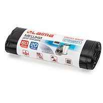 Мешки для мусора 60 л, черные, в рулоне 20 шт., ПНД, 10 мкм, 700х600 мм, LAIMA, 601381 в Смоленске