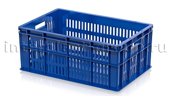 Ящик для молока, мяса, овощей и фруктов большая перфорация дно сплошное синий в Смоленске