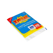 Мешки для мусора 20 л, с ручками, черные, в пачке 20 шт., ПНД, 10 мкм, 550х440 мм, Крепак, 4607075710085 в Смоленске