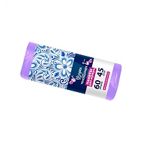 Мешки для мусора 60 л, сиреневые, в рулоне 45 шт., ПНД, 8 мкм, 700х600 мм, Узоры Чистоты, МУ4244 (МН 60-45сир) в Смоленске