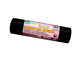 Мешки для мусора 180 л, ароматизированные, черные, в рулоне 10 шт., ПВД, 50 мкм, 1100х930 мм, EXTRA black, 18008301 в Смоленске