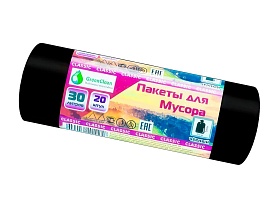Мешки для мусора 30 л, черные, в рулоне 20 шт., ПНД, 7 мкм, 600х500 мм, MIRPACK Classik, 302040 в Смоленске