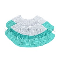 Бахилы бело-бирюзовые 1000 шт (500 пар), 48 мкм, двойная подошва, с одной резинкой, Эконом+ в Смоленске