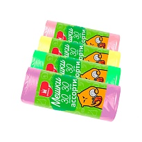 Мешки для мусора 30 л, ассорти, в рулоне 30 шт., ПНД, 5 мкм, 560х480 мм, Эконом, МЭ8716 в Смоленске Мешки для мусора 30 л, ассорти, в рулоне 30 шт., ПНД, 5 мкм, 560х480 мм, Эконом, МЭ8716 в Смоленске