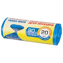 Мешки для мусора 90 л, синие, в рулоне 20 шт., ПНД, 14 мкм, 900х700 мм, LAIMA ULTRA, 607693 в Смоленске