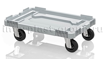 Тележка пластиковая сплошная без тормозов серая в Смоленске