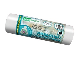 Мешки для мусора 180 л, ароматизированные, белые, в рулоне 10 шт., ПВД, 35 мкм, 1100х930 мм, PREMIUM+, 180105302 в Смоленске