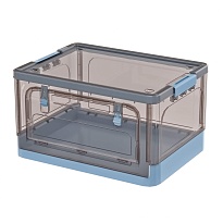 Ящик пластиковый складной прозрачный коричневый, дно синее,490х360х280 мм, с колесиками в Смоленске Ящик пластиковый складной прозрачный коричневый, дно синее,490х360х280 мм, с колесиками в Смоленске
