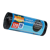 Мешки для мусора 120 л, с ушками, черные, в рулоне 20 шт., ПНД, 15 мкм, 1100х700 мм, Крепак, 4607075710368 в Смоленске Мешки для мусора 120 л, с ушками, черные, в рулоне 20 шт., ПНД, 15 мкм, 1100х700 мм, Крепак, 4607075710368 в Смоленске