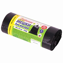 Мешки для мусора 30 л, черные, в рулоне 30 шт., ПНД, 7 мкм, 550х480 мм, Любаша, 608089 в Смоленске
