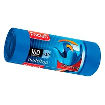 Мешки для мусора 160 л, с ушками, синие, в рулоне 10 шт., ПВД, 30 мкм, 1250х900 мм, PACLAN Multitop, 604064 в Смоленске