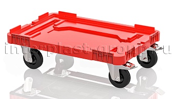 Тележка пластиковая сплошная 2 колеса с тормозом усиленная красная в Смоленске