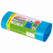 Мешки для мусора 35 л, синие, в рулоне 30 шт., ПНД, 10 мкм, 600х500 мм, Любаша, 608091 в Смоленске