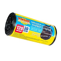 Мешки для мусора 120 л, черные, в рулоне 30 шт., ПНД, 15 мкм, 1100х700 мм, Крепак, 4607075710122 в Смоленске