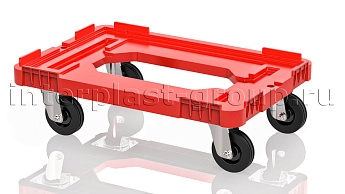Тележка пластиковая с отверстием без тормозов красная в Смоленске