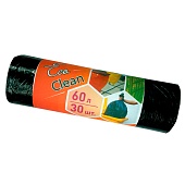 Мешки для мусора 60 л, черные, в рулоне 30 шт., ПНД, 6 мкм, 640х580 мм, Концепция Быта EcoClean, 603890
