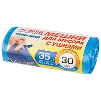 Мешки для мусора 35 л, с ушками, синие, в рулоне 30 шт., ПНД, 11 мкм, 650х500 мм, LAIMA ULTRA, 607684 в Смоленске