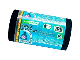 Мешки для мусора 100 л, черные, в рулоне 10 шт., ПВД, 70 мкм, 1000х600 мм, PREMIUM+, 1001076 в Смоленске