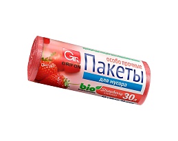 Мешки для мусора 30 л, ароматизированные, Клубника, красные, в рулоне 20 шт., ПНД, 9 мкм, 560х530 мм, GRIFON Aroma, 101-020 K в Смоленске