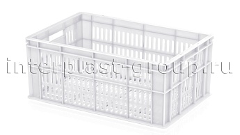 Ящик для молока, мяса, овощей и фруктов большая перфорация дно перфорированное белый в Смоленске