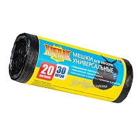Мешки для мусора 20 л, черные, в рулоне 30 шт., ПНД, 10 мкм, 550х440 мм, Крепак, 4607075710092 в Смоленске Мешки для мусора 20 л, черные, в рулоне 30 шт., ПНД, 10 мкм, 550х440 мм, Крепак, 4607075710092 в Смоленске