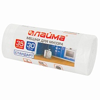 Мешки для мусора 35 л, белые, в рулоне 30 шт., ПНД, 6 мкм, 550х480 мм, LAIMA, 605538 в Смоленске