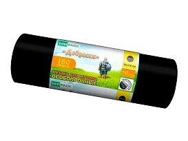 Мешки для мусора 180 л, ароматизированные, черные, в рулоне 10 шт., ПВД, 100 мкм, 1100х930 мм, Добрыня, Dob18010black в Смоленске