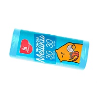 Мешки для мусора 30 л, синие, в рулоне 30 шт., ПНД, 5 мкм, 560х480 мм, Эконом, МЭ3841 (ПМ-30-30) в Смоленске
